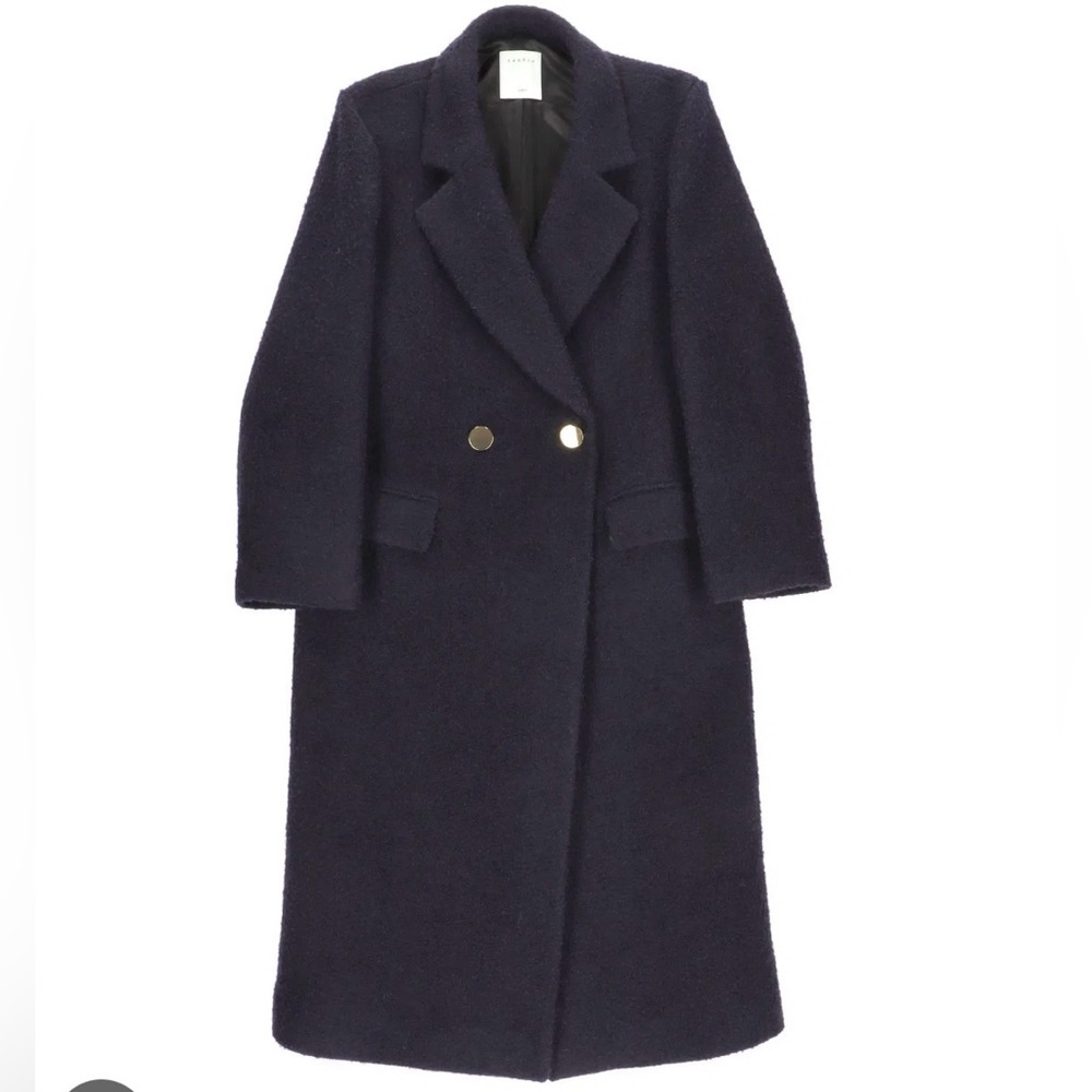 Sandro Elegant Navy Wool Coat